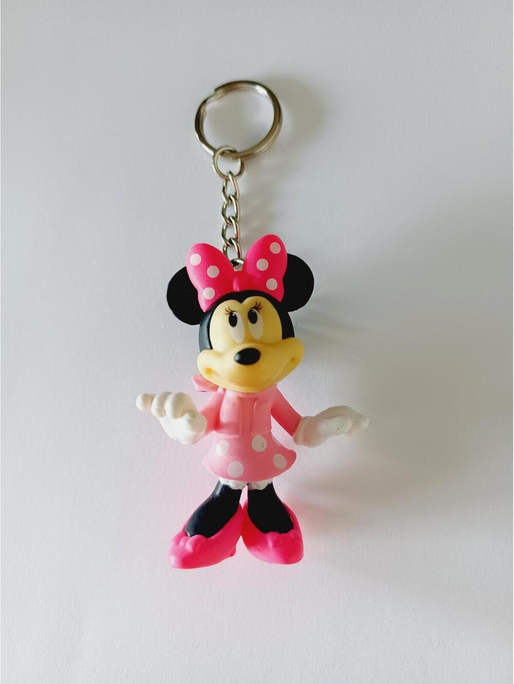 Minnie Mouse Pink White Polka Dot Outfit Mini Figure Keychain